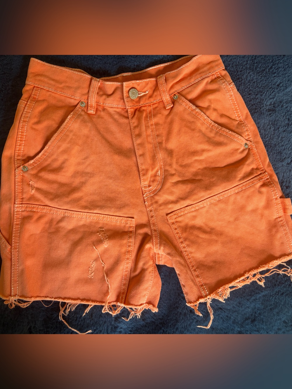 BDG Orange Distressed Carpenter Shorts